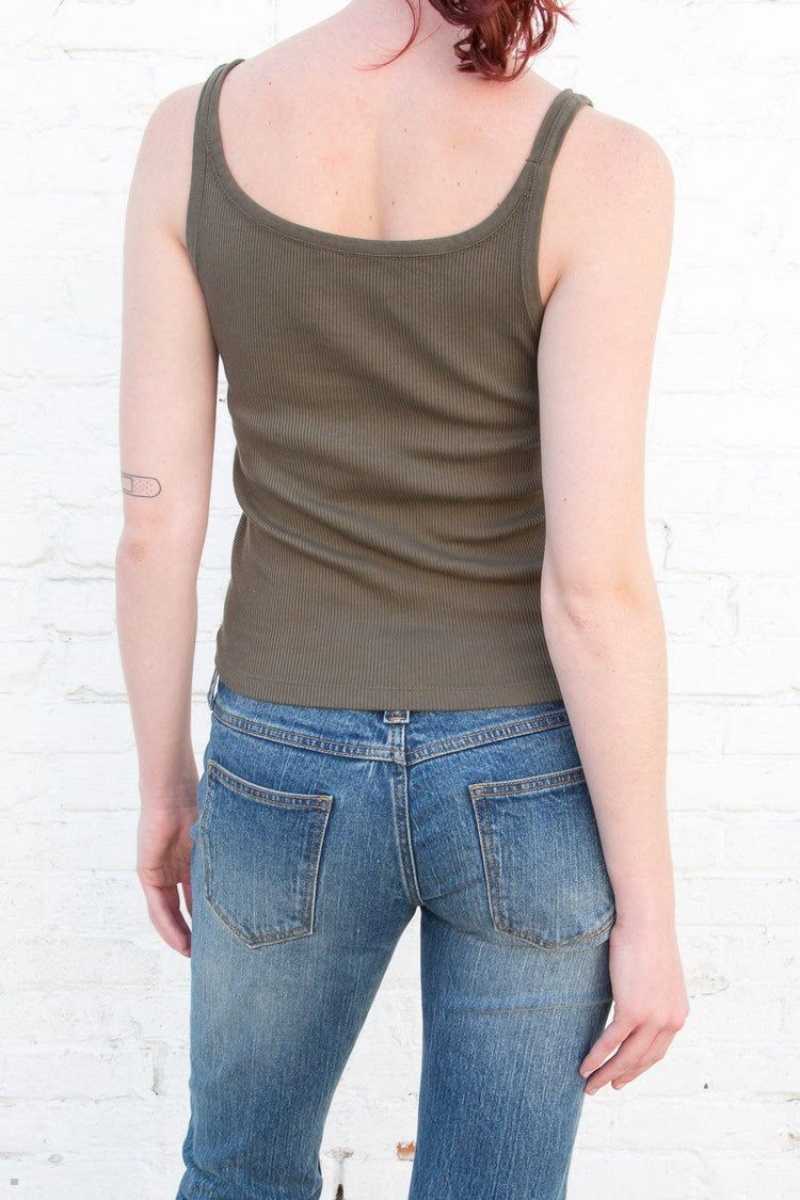 Debardeur Brandy Melville Beyonca Long Vert Olive | LRZ-49713115